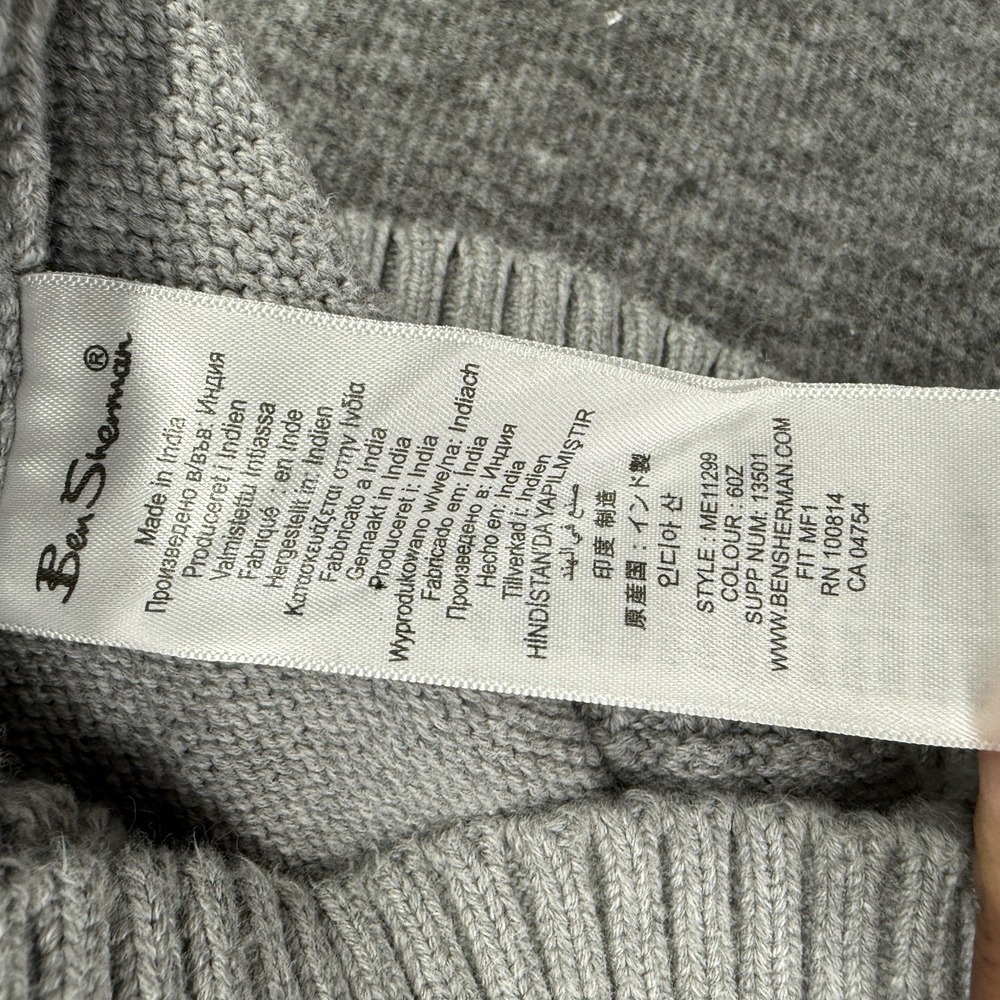 Ben Sherman Heritage Mens Gray Cable Knit Crew Neck Cotton Sweater Size Medium - Picture 7 of 9